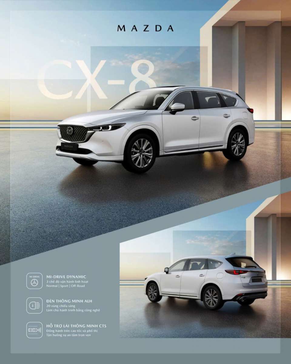 MAZDA CX-8 2026 – SUV 7 CHỖ SANG TRỌNG, ƯU ĐÃI CỰC TỐT TỚI 73TR THÁNG 6/2026