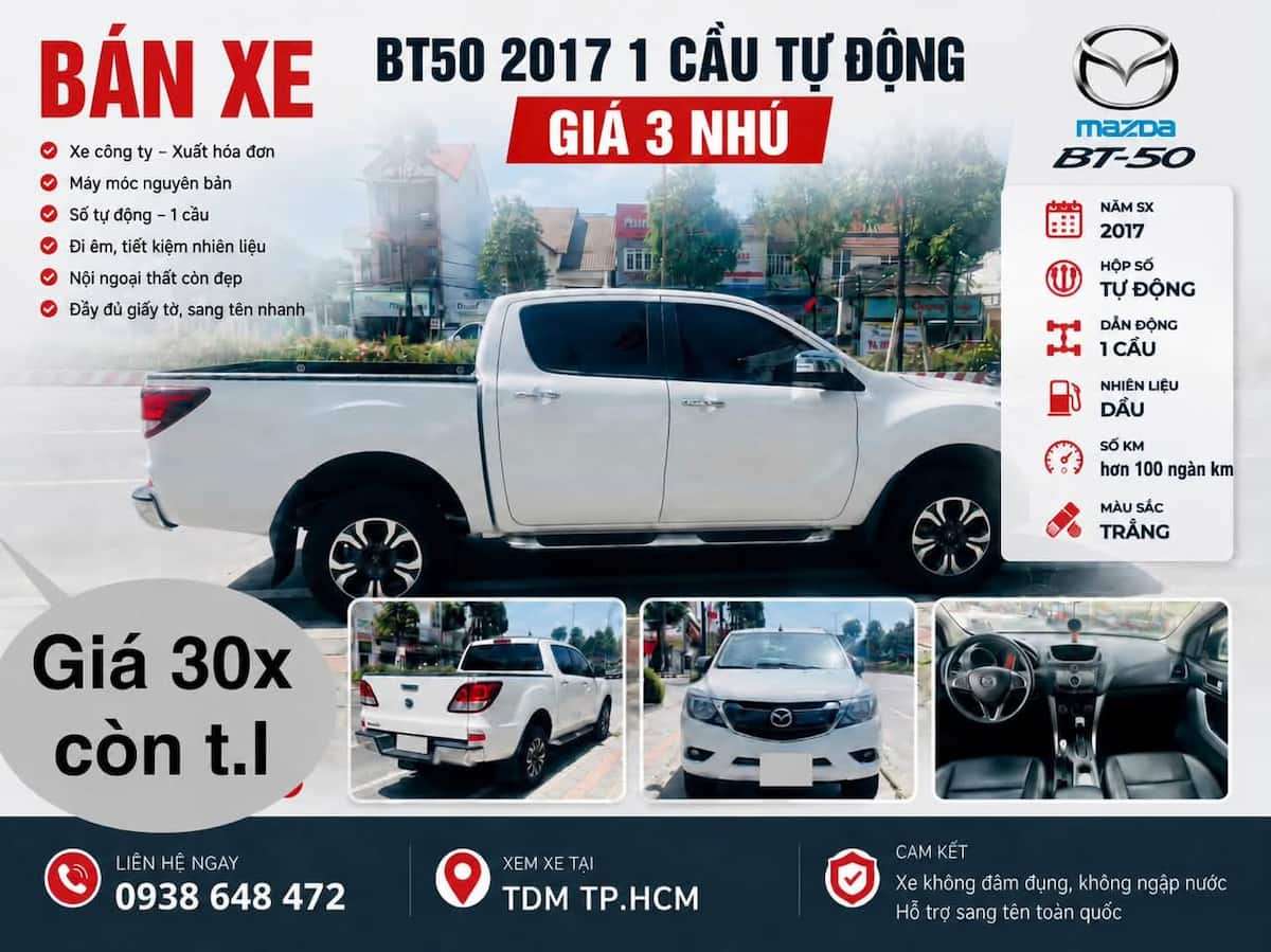 Mazda Bt50 1 cầu tự động 2017 xe zin